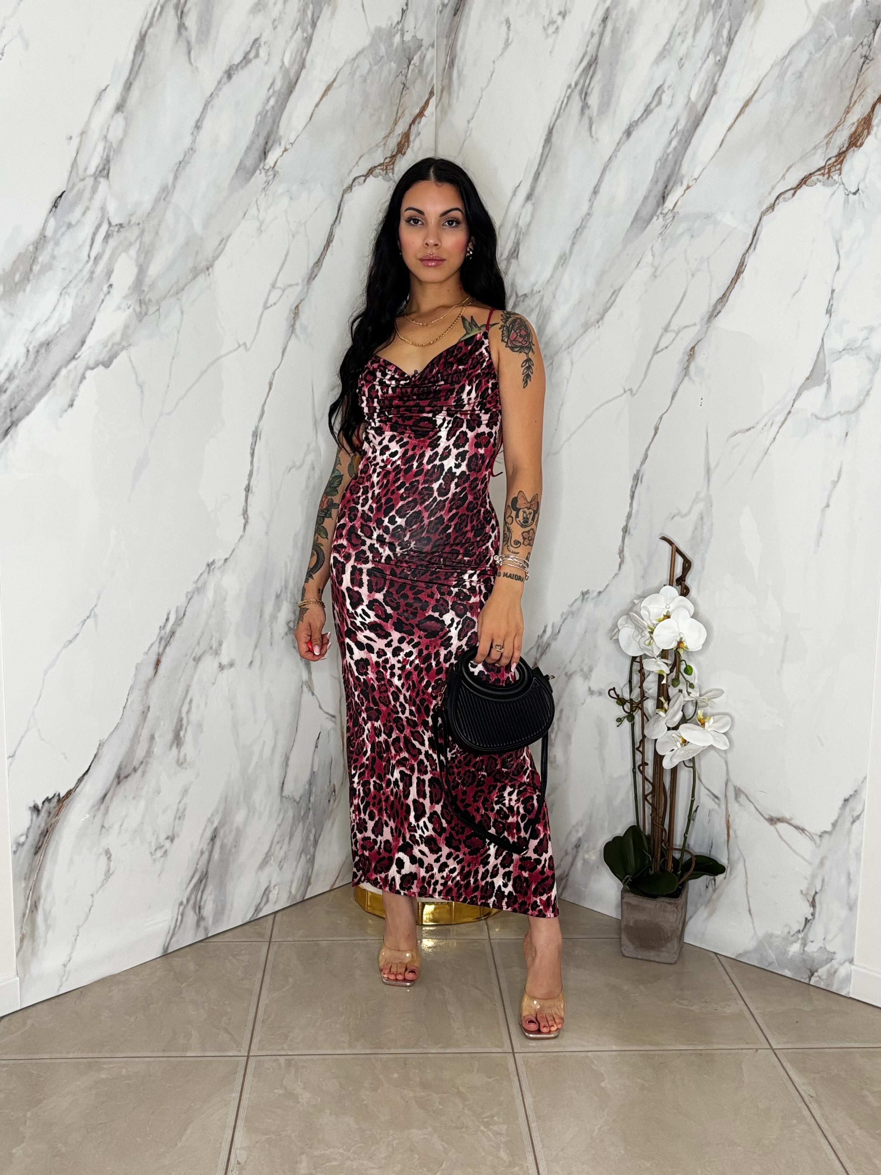 Abito Leopardato Satin