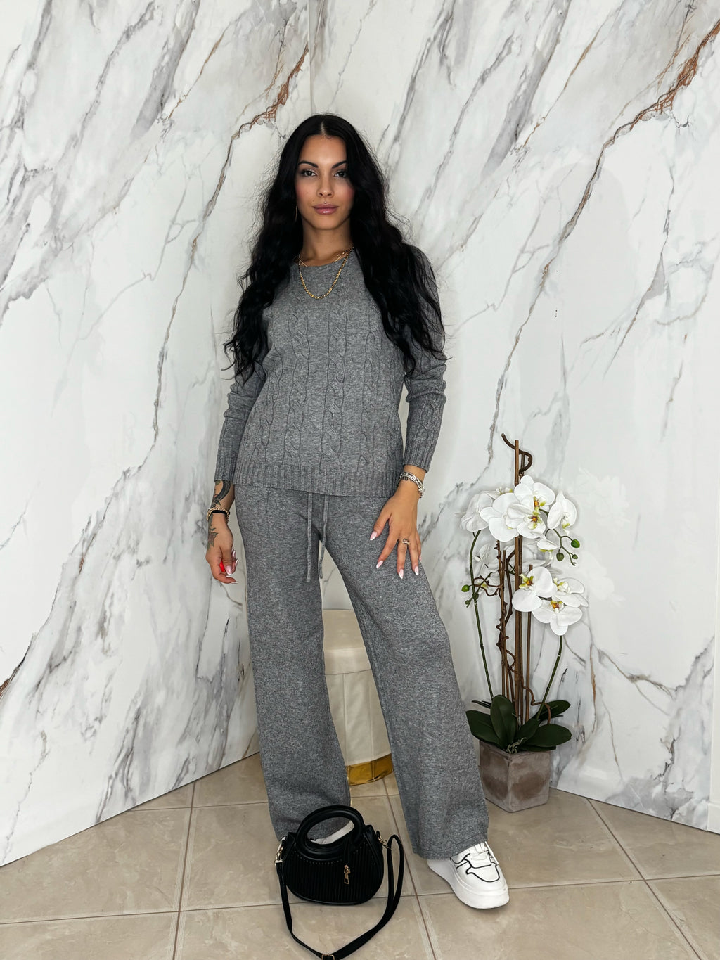 Coordinato Treccia Grigio