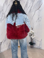 GIUBBOTTO DENIM BURGUNDY