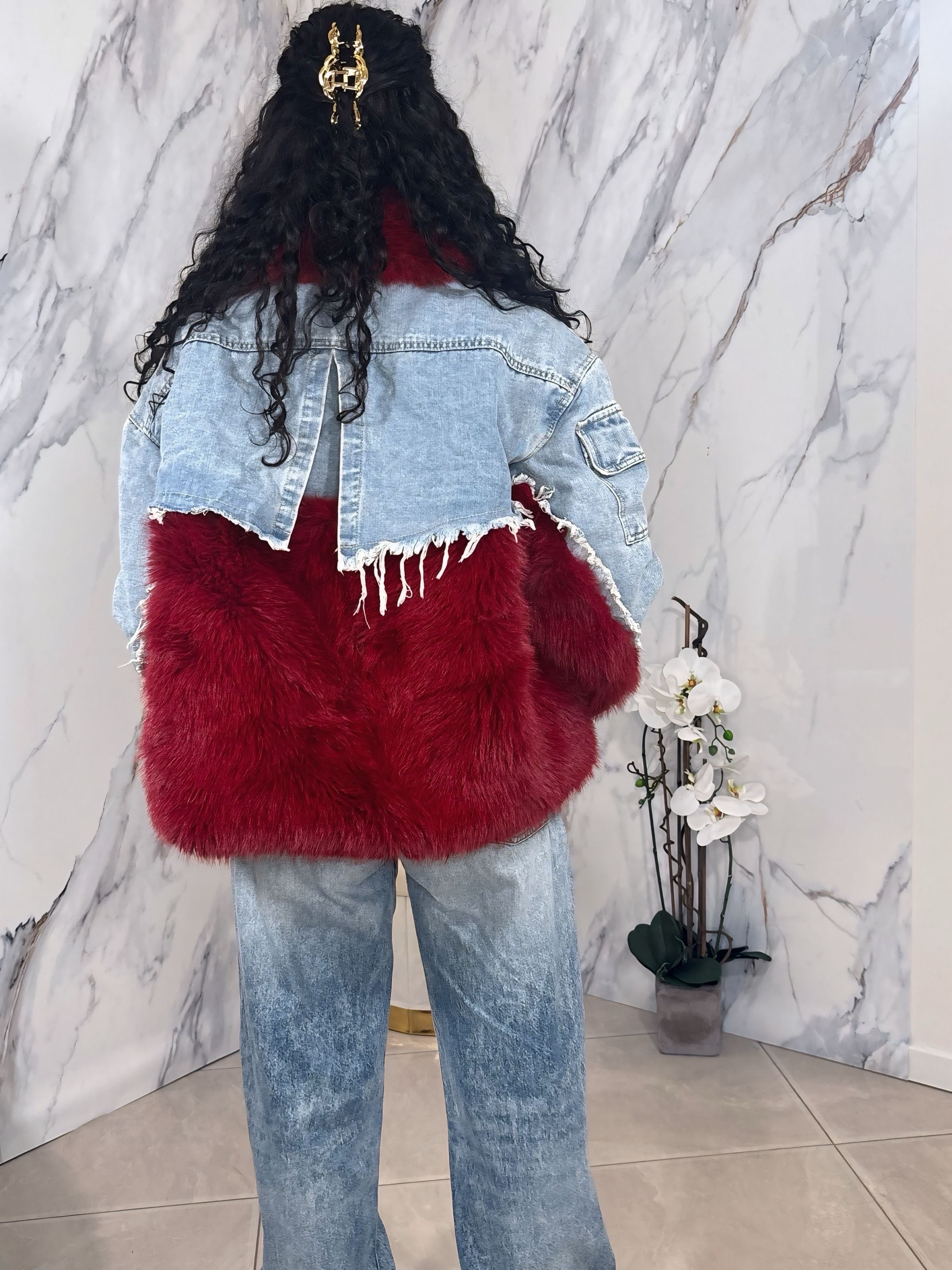 GIUBBOTTO DENIM BURGUNDY