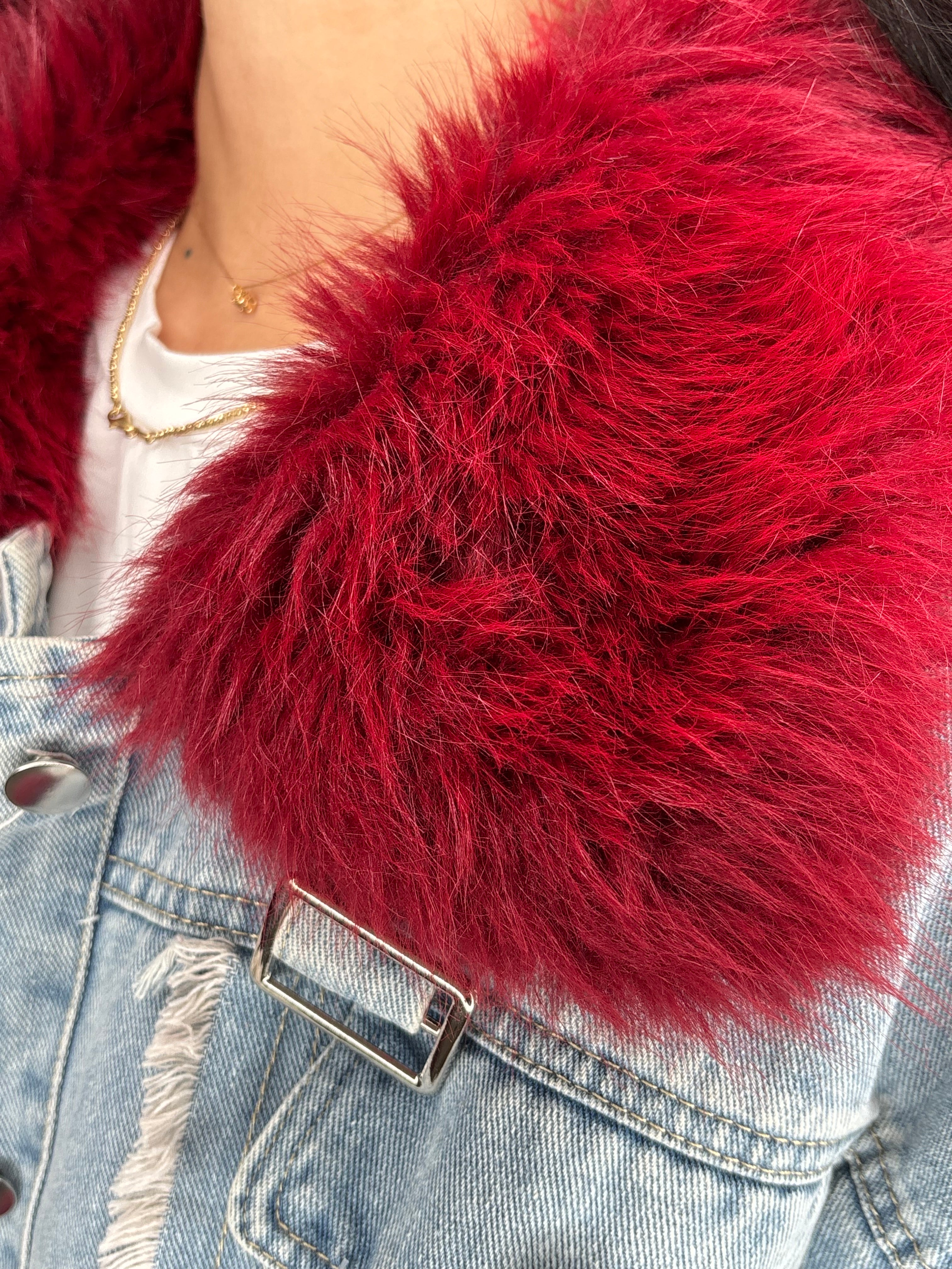 GIUBBOTTO DENIM BURGUNDY