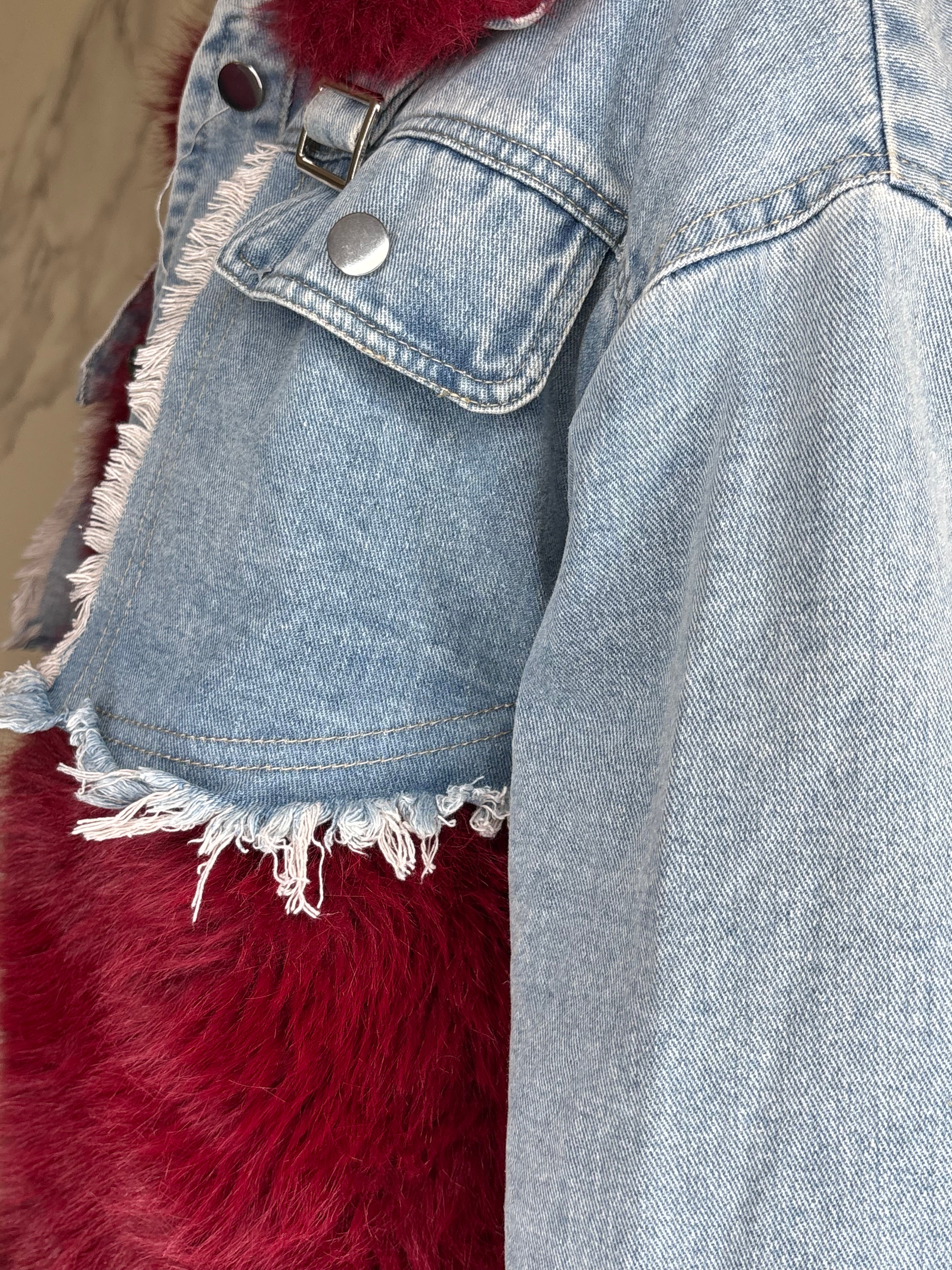 GIUBBOTTO DENIM BURGUNDY