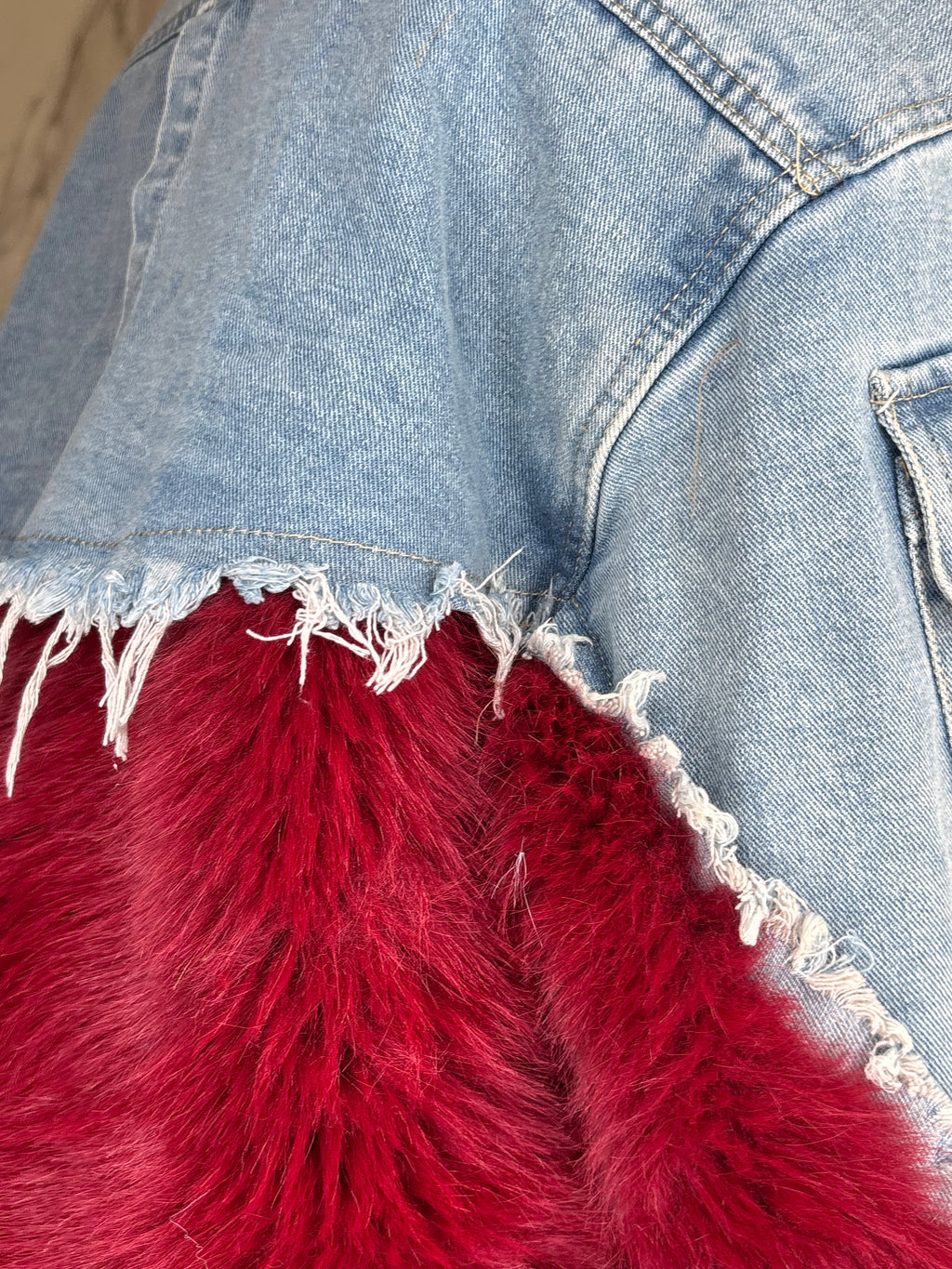 GIUBBOTTO DENIM BURGUNDY