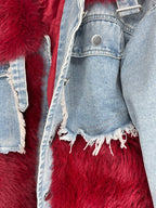 GIUBBOTTO DENIM BURGUNDY