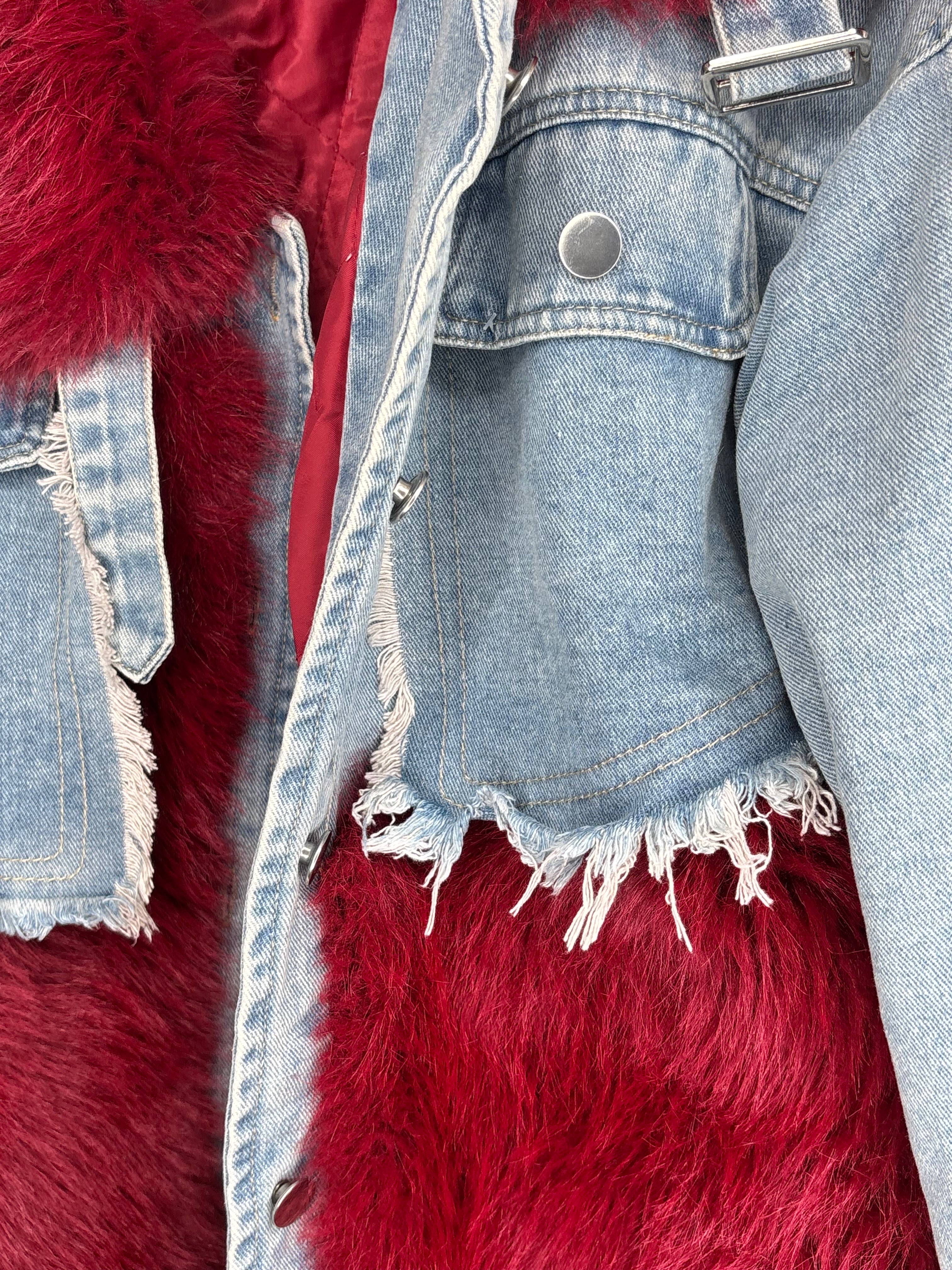 GIUBBOTTO DENIM BURGUNDY